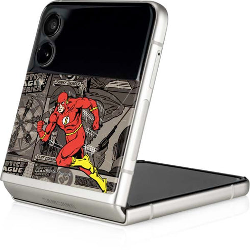 DC Comics The Flash Vintage Action pose pattern Galaxy Z Flip3 5G Skin